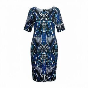 Rabbit Rabbit Rabbit Designs Crew Neck Elbow Length Shift Dress Multicolor Sz 14